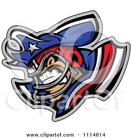 Clipart Competitive Patriot Football Player Mascot With Shoulder Pads - Royalty Free Vector Illustration by Chromaco