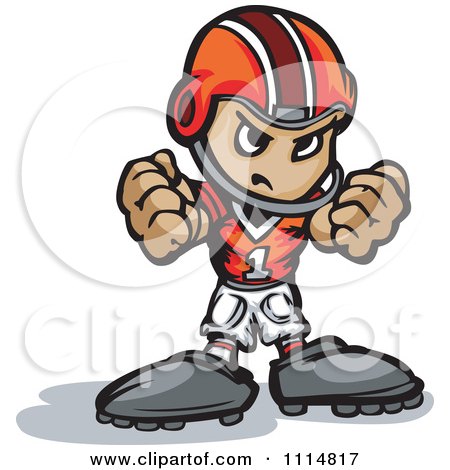 Clipart Tough Football Kid Holding Up Fists - Royalty Free Vector Illustration by Chromaco