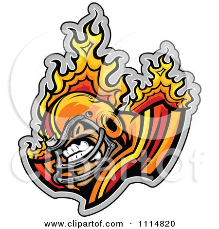 Clipart Competitive Flaming Football Player Mascot - Royalty Free Vector Illustration by Chromaco