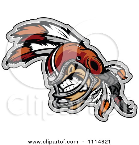 Clipart Competitive Native American Brave Football Player Mascot - Royalty Free Vector Illustration by Chromaco