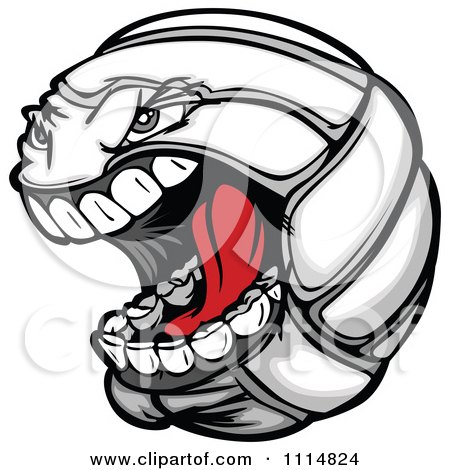 Clipart Aggressive Screaming Volleyball Mascot - Royalty Free Vector Illustration by Chromaco