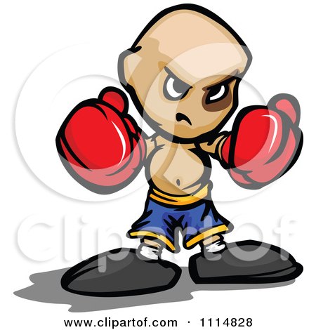 Clipart Tough Boxer Boy In Red Gloves - Royalty Free Vector Illustration by Chromaco