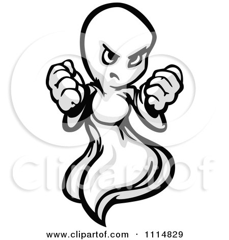 Clipart Tough Ghost Holding Up Fists - Royalty Free Vector Illustration by Chromaco