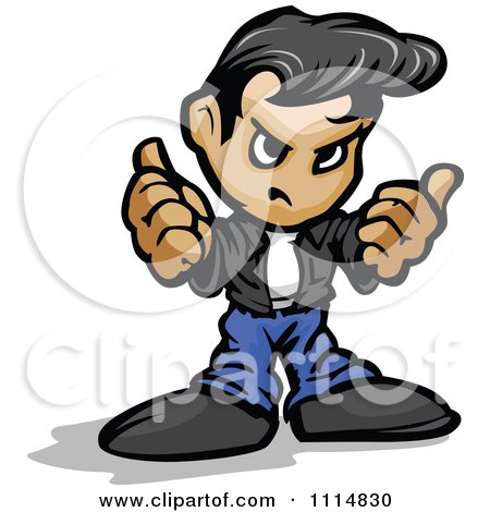 Clipart Tough Greaser Guy Holding Up His Fists - Royalty Free Vector Illustration by Chromaco