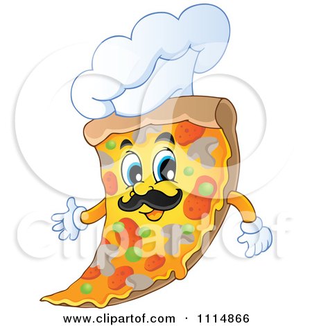 Clipart Italian Chef Pizza Slice With A Hat - Royalty Free Vector Illustration by visekart