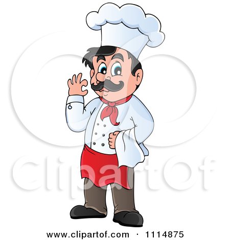 Clipart Happy Male Chef Gesturing Ok - Royalty Free Vector Illustration by visekart