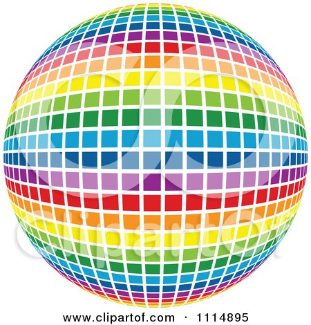 Clipart Rainbow Colored Disco Ball Sphere 4 - Royalty Free Vector Illustration by dero