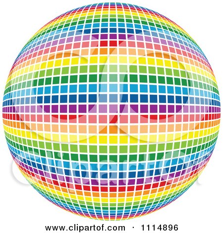 Clipart Rainbow Colored Disco Ball Sphere 1 - Royalty Free Vector Illustration by dero