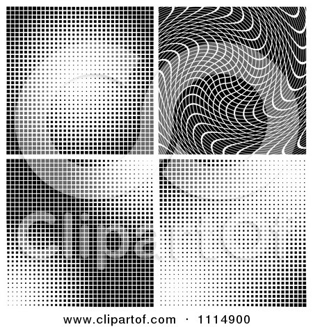Clipart Black And White Tile Texture Backgrounds - Royalty Free Vector Illustration by dero