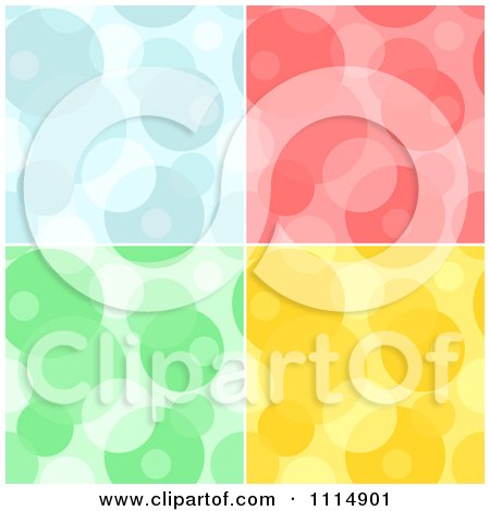 Clipart Seamless Blue Red Green And Yellow Bubble Or Circle Background Patterns - Royalty Free Vector Illustration by dero