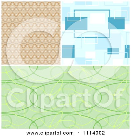 Clipart Seamless Tan Blue And Green Background Patterns - Royalty Free Vector Illustration by dero