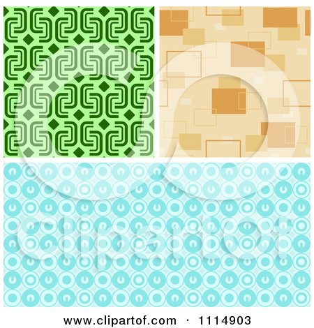 Clipart Seamless Green Tan And Blue Background Patterns - Royalty Free Vector Illustration by dero