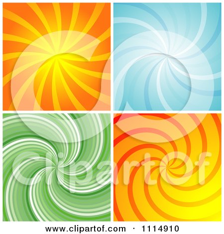 Clipart Retro Orange Blue And Green Swirl Backgrounds - Royalty Free Vector Illustration by dero