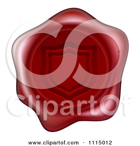 Clipart Red Wax Seal Stamped With A Shield Symbol - Royalty Free Vector Illustration by AtStockIllustration
