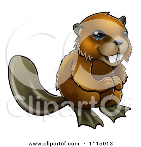 Clipart Cute Happy Beaver Smiling - Royalty Free Vector Illustration by AtStockIllustration