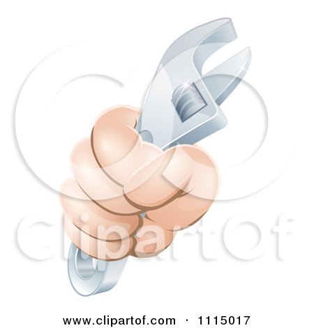 Clipart Worker Hand Holding A Wrench - Royalty Free Vector Illustration by AtStockIllustration