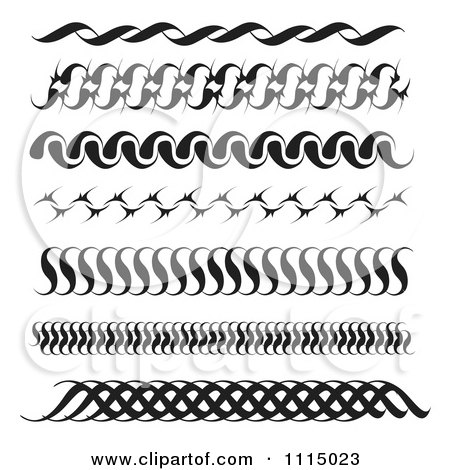 Clipart Black And White Borders Or Band Tattoo Designs - Royalty Free Vector Illustration by Arena Creative