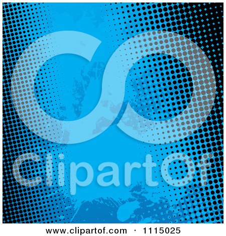 Clipart Grungy Blue Background With Black Halftone Dots On The Sides - Royalty Free Vector Illustration by Arena Creative