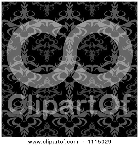 Clipart Seamless Gray And Black Bothic Baroque Damask Background Pattern - Royalty Free Vector Illustration by Arena Creative