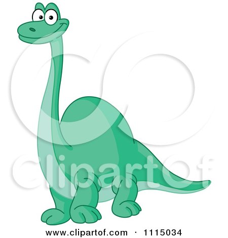 Clipart Cute Green Brontosaurus Dinosaur Smiling - Royalty Free Vector Illustration by yayayoyo
