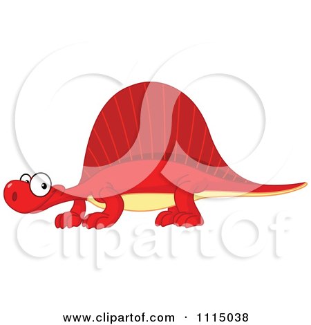 Clipart Cute Red Spinosaurus Smiling - Royalty Free Vector Illustration by yayayoyo