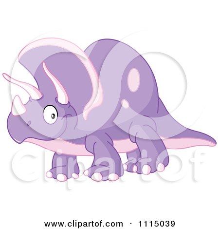 Clipart Cute Purple Triceratops Smiling - Royalty Free Vector Illustration by yayayoyo