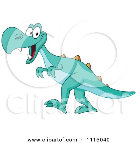 Clipart Cute Green Tyrannosaurus Rex Smiling - Royalty Free Vector Illustration by yayayoyo