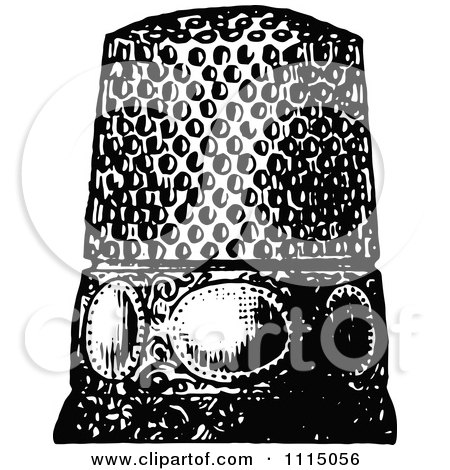 Clipart Vintage Black And White Sewing Thimble 2 - Royalty Free Vector Illustration by Prawny Vintage