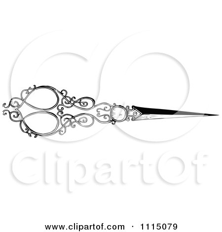 Clipart Vintage Black And White Victorian Scissors - Royalty Free Vector Illustration by Prawny Vintage