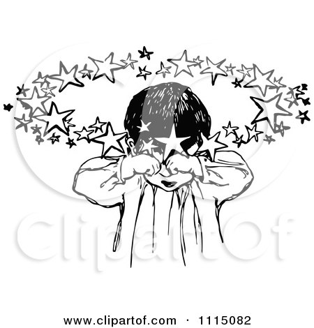 Clipart Vintage Black And White Sleepy Girl Rubbing Her Eyes - Royalty Free Vector Illustration by Prawny Vintage