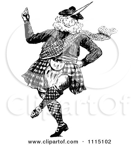 Clipart Vintage Black And White Jolly Scotsman - Royalty Free Vector Illustration by Prawny Vintage
