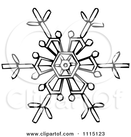 Clipart Vintage Black And White Snowflake 3 - Royalty Free Vector Illustration by Prawny Vintage