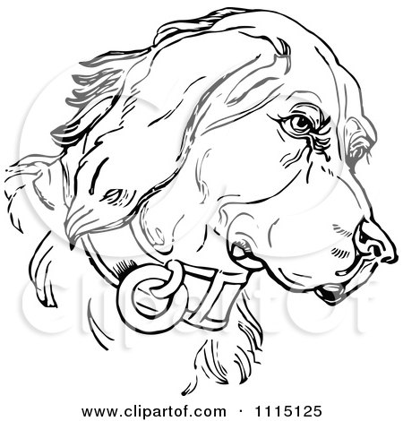 Clipart Vintage Black And White Dog With A Collar - Royalty Free Vector Illustration by Prawny Vintage
