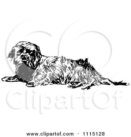 Clipart Vintage Black And White Terrier Dog 3 - Royalty Free Vector Illustration by Prawny Vintage