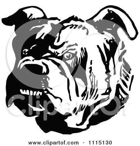 Clipart Vintage Black And White Tough Bulldog - Royalty Free Vector Illustration by Prawny Vintage