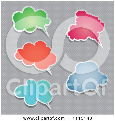 Clipart Colorful Speech Balloons With Shadows On Gray Polka Dots - Royalty Free Vector Illustration by KJ Pargeter
