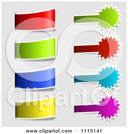 Clipart Colorful Tab And Burst Labels On Gray - Royalty Free Vector Illustration by KJ Pargeter