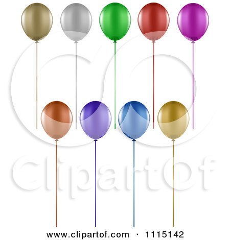 Clipart 3d Colorful Party Balloons And Ribbons - Royalty Free Vector Illustration by KJ Pargeter