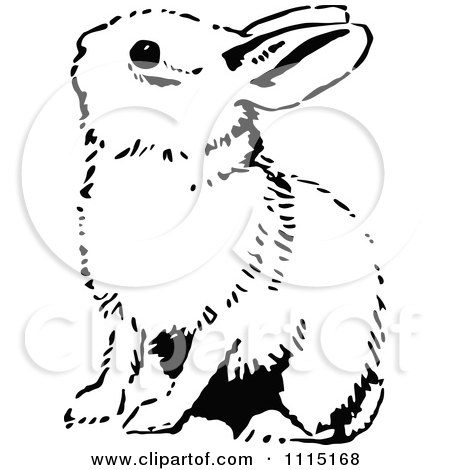 Clipart Vintage Black And White Bunny - Royalty Free Vector Illustration by Prawny Vintage