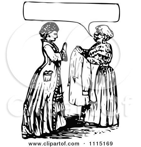 Clipart Vintage Black And White Servant And Mistress Talking - Royalty Free Vector Illustration by Prawny Vintage