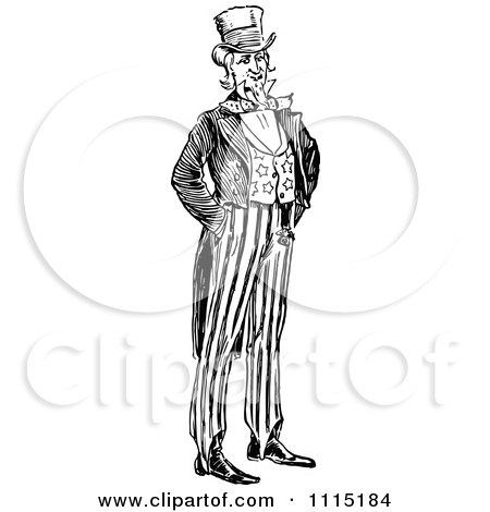Clipart Vintage Black And White Uncle Sam - Royalty Free Vector Illustration by Prawny Vintage