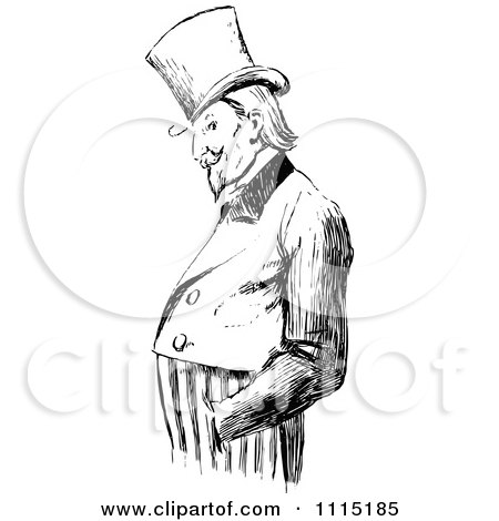 Clipart Vintage Black And White Uncle Sam With His Hands In His Pockets - Royalty Free Vector Illustration by Prawny Vintage