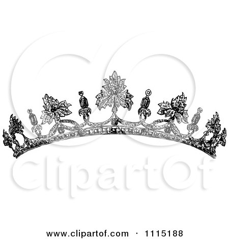 Clipart Vintage Black And White Tiara - Royalty Free Vector Illustration by Prawny Vintage