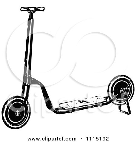 Clipart Vintage Black And White Scooter - Royalty Free Vector Illustration by Prawny Vintage