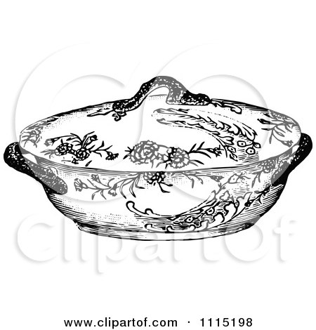 Clipart Vintage Black And White Tureen - Royalty Free Vector Illustration by Prawny Vintage