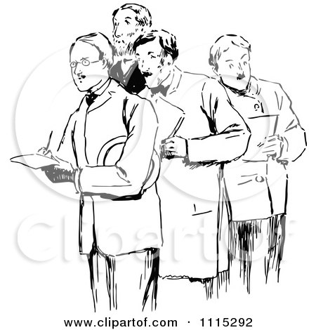 Clipart Vintage Black And White Men Taking Notes - Royalty Free Vector Illustration by Prawny Vintage