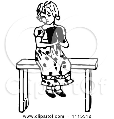Clipart Vintage Black And White Girl Reading A Book 2 - Royalty Free Vector Illustration by Prawny Vintage