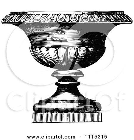 Clipart Vintage Black And White Garden Urn 1 - Royalty Free Vector Illustration by Prawny Vintage