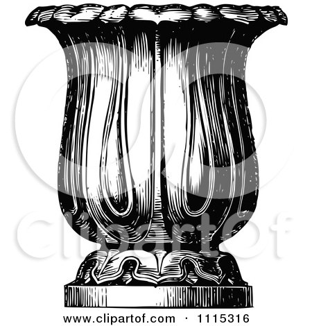 Clipart Vintage Black And White Garden Urn 2 - Royalty Free Vector Illustration by Prawny Vintage