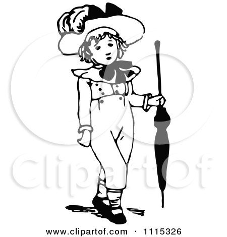 Clipart Vintage Black And White Boy 3 - Royalty Free Vector Illustration by Prawny Vintage